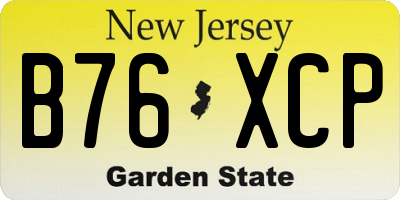 NJ license plate B76XCP