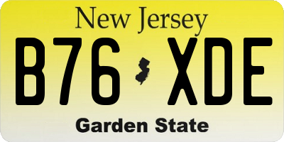 NJ license plate B76XDE