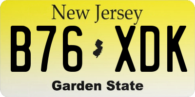 NJ license plate B76XDK