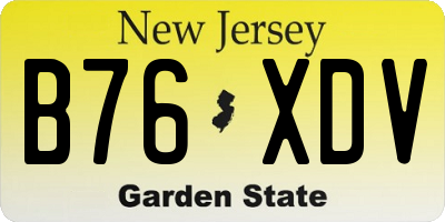NJ license plate B76XDV