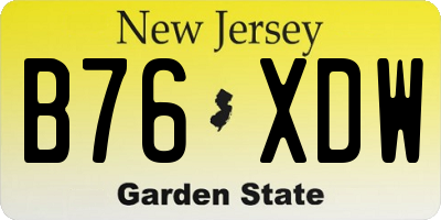 NJ license plate B76XDW
