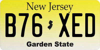 NJ license plate B76XED