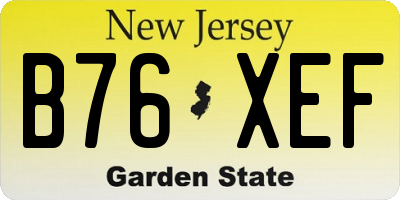NJ license plate B76XEF