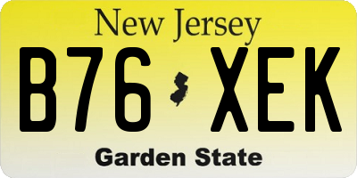 NJ license plate B76XEK