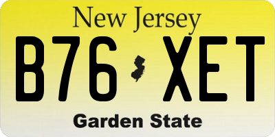 NJ license plate B76XET