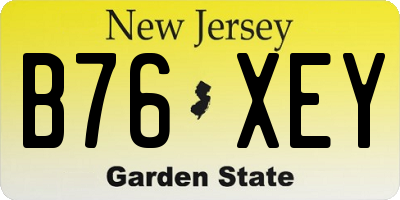 NJ license plate B76XEY