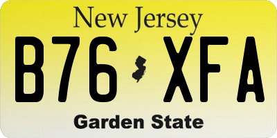 NJ license plate B76XFA