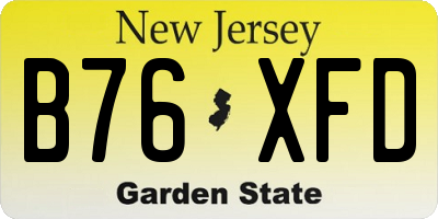 NJ license plate B76XFD
