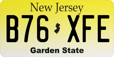 NJ license plate B76XFE