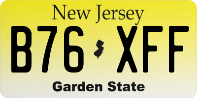 NJ license plate B76XFF