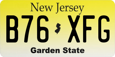 NJ license plate B76XFG