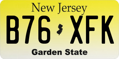 NJ license plate B76XFK