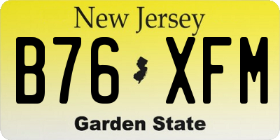 NJ license plate B76XFM