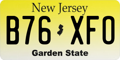 NJ license plate B76XFO