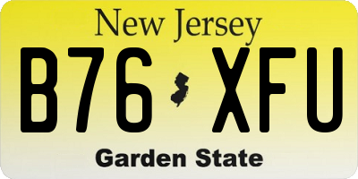 NJ license plate B76XFU