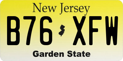 NJ license plate B76XFW