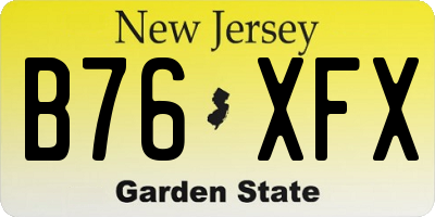 NJ license plate B76XFX