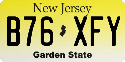 NJ license plate B76XFY