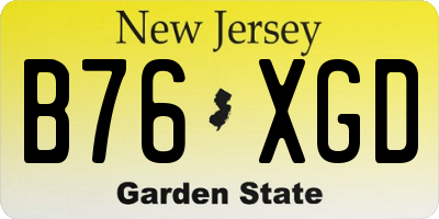 NJ license plate B76XGD