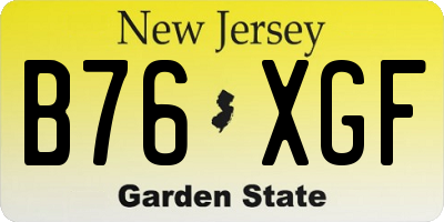 NJ license plate B76XGF