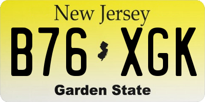 NJ license plate B76XGK