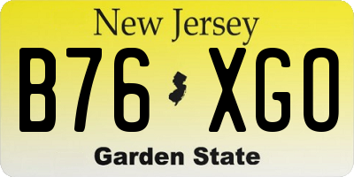NJ license plate B76XGO