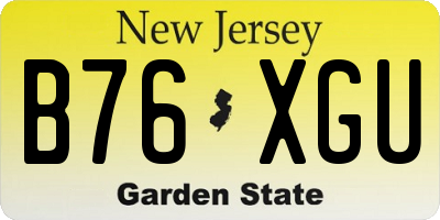 NJ license plate B76XGU