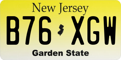 NJ license plate B76XGW