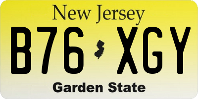 NJ license plate B76XGY