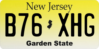 NJ license plate B76XHG