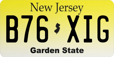 NJ license plate B76XIG