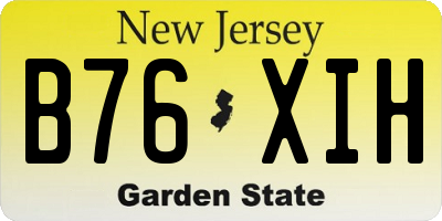 NJ license plate B76XIH