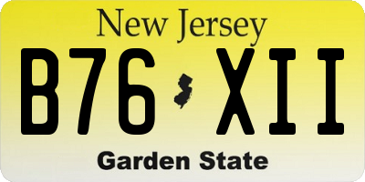 NJ license plate B76XII