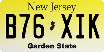 NJ license plate B76XIK