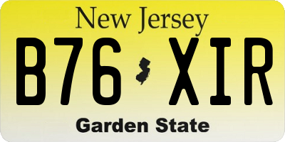 NJ license plate B76XIR