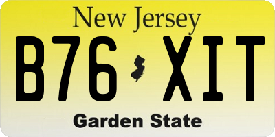 NJ license plate B76XIT