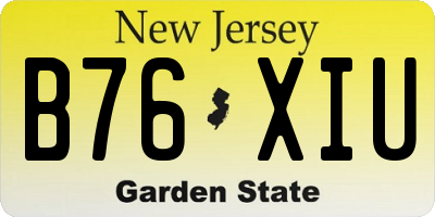 NJ license plate B76XIU