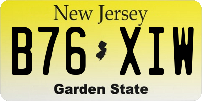 NJ license plate B76XIW