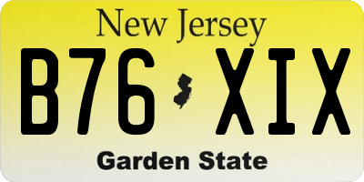 NJ license plate B76XIX