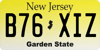 NJ license plate B76XIZ