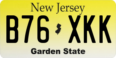 NJ license plate B76XKK