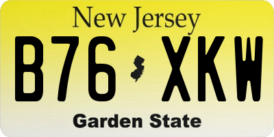 NJ license plate B76XKW