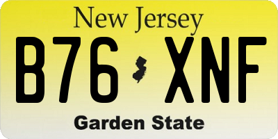 NJ license plate B76XNF