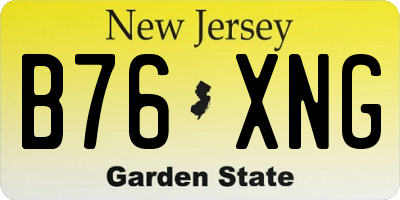 NJ license plate B76XNG
