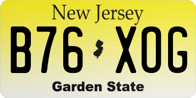NJ license plate B76XOG