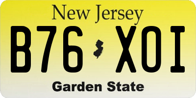 NJ license plate B76XOI