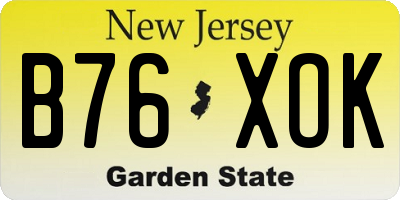 NJ license plate B76XOK