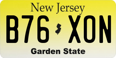 NJ license plate B76XON