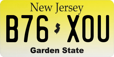 NJ license plate B76XOU