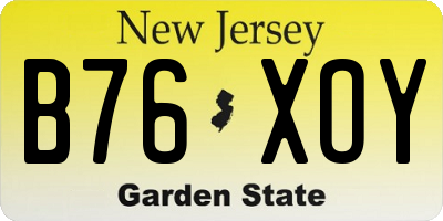 NJ license plate B76XOY